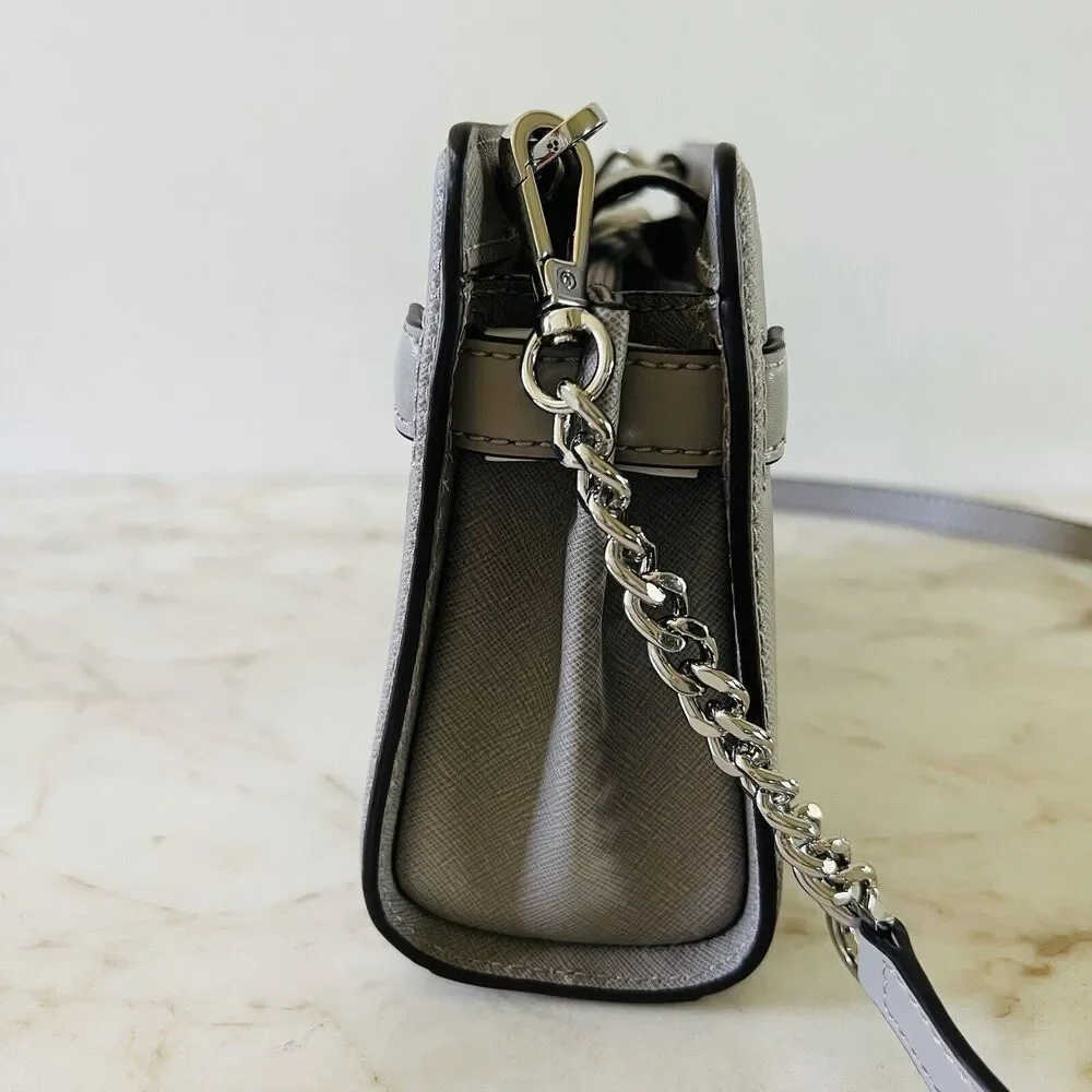 MICHAEL KORS Payne Pearl Grey Leather Small Crossbody Crossbody Bag